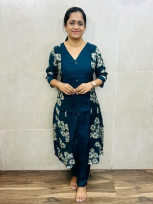 Premium Rayon top(crepe lining)with potli work in yoke(Aline Panel cut)