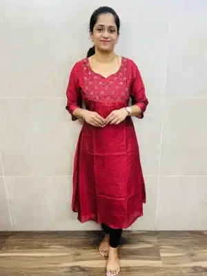 Soft shimmer silk top (crepe lining) with hand worked yoke (Aline pattern)