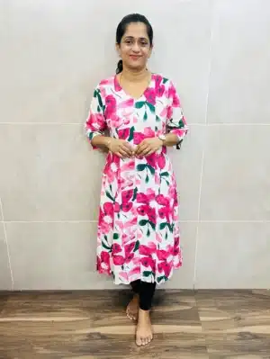 Printed imported Rayon top (Panel cut Anarkali)