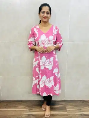 Printed imported Rayon top (Panel cut Anarkali)