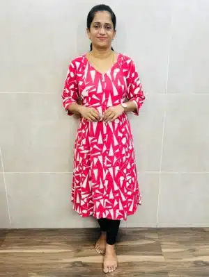 Printed imported Rayon top (Panel cut Anarkali)