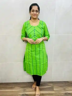 Pure handloom cotton top (cotton lining) with allover thread weavings(straight cut)