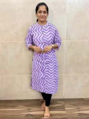 Printed cotton top (cotton lining) with all over fancy buttons (straight cut)