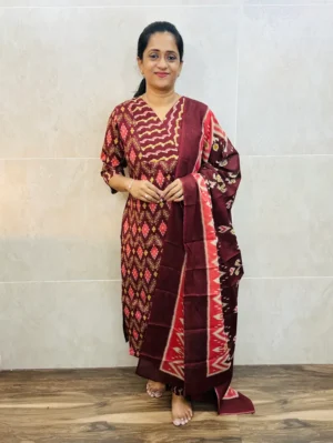 Printed jaipur cotton top(cotton lining) paired with printed cotton dupatta and printed cotton bottom(straight cut)