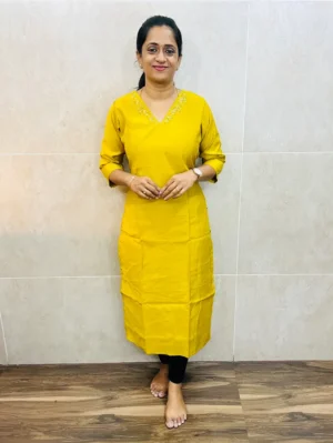 Premium soft silk top (full crepe lining) with elegant handwork on yoke (straight cut)